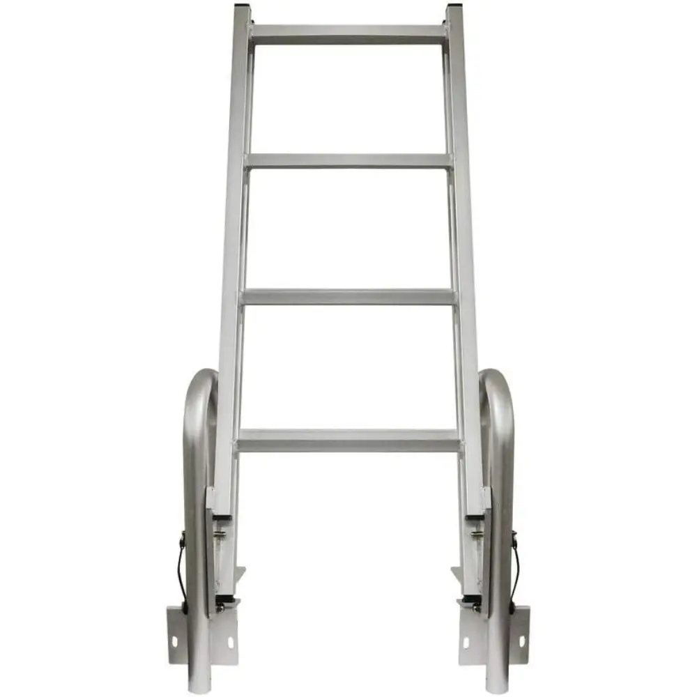 3005.4227 Heavy-Duty Aluminum Slanted Flip-Up Dock Ladder with Comfort Use Round Tube Frame - 4-Step, 300 lbs. Weight Capacity