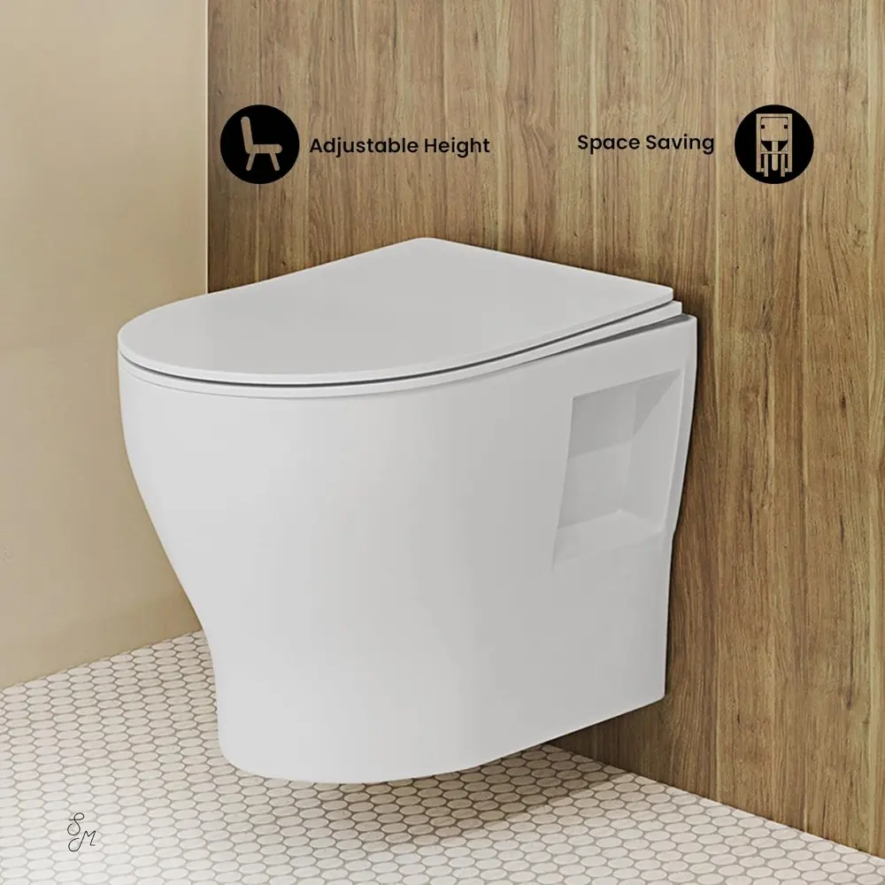 Ivy II Wall-Hung Elongated Toilet Bowl Glossy White