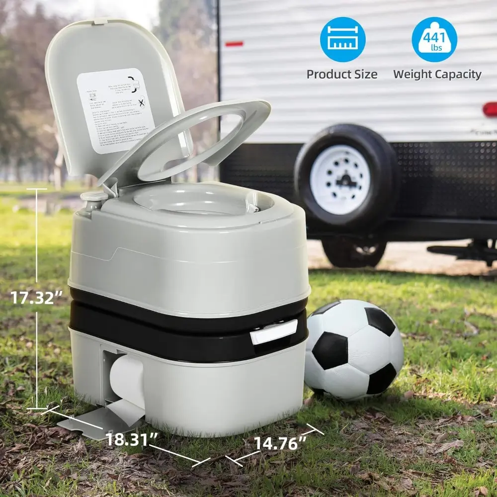 Portable Toilet 6.34 Gallon Camping Porta Potty with Paper and Detergent Collection Leak-Proof Outdoor RV Porta Potty, Handle P