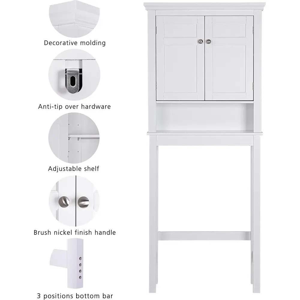Over The Toilet Storage Cabinet, Bathroom Shelf Over The Toilet, Over Toilet Bathroom Organizer (White)