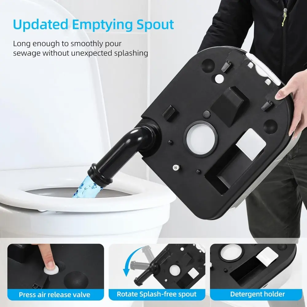 Portable Toilet 6.34 Gallon Camping Porta Potty with Paper and Detergent Collection Leak-Proof Outdoor RV Porta Potty, Handle P