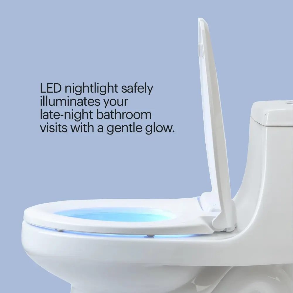 L60-RW LumaWarm Heated Toilet Seat with Night Light, 3 Temperature Settings, Gentle Close Lid,Easy Installation,Built-In Contro