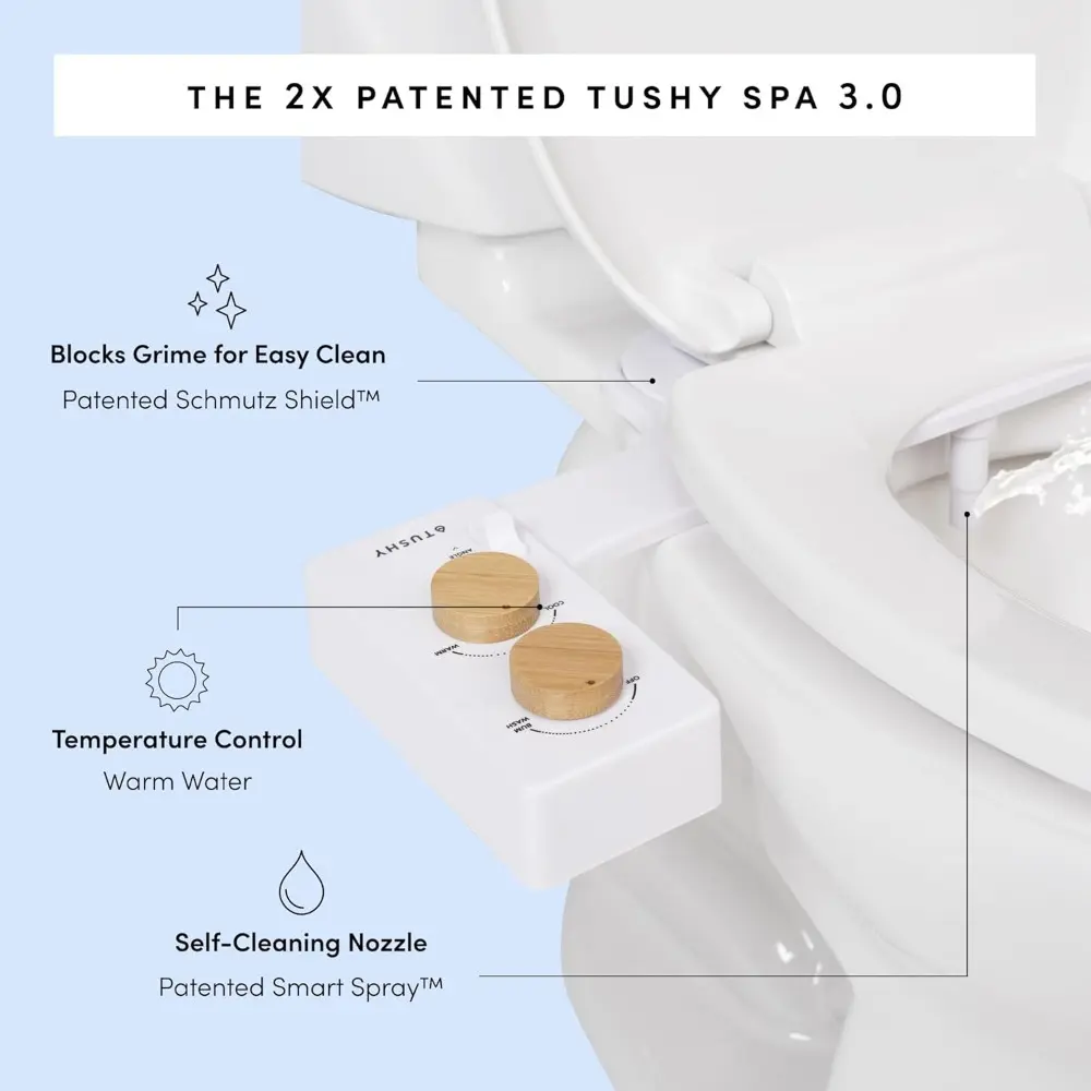 TUSHY 3.0 Spa Bidet Attachment. Cool to Warm Water. It's Time to Replace Toilet Paper, Fresh Water Spray (Requires Sink Access f