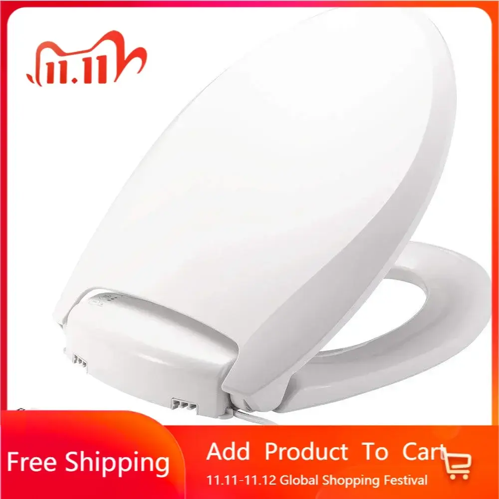 Radiance Heated Night Light Toilet Seat, Slow Close Adjustable Fit Long Lasting Plastic Seat, Elongated, White
