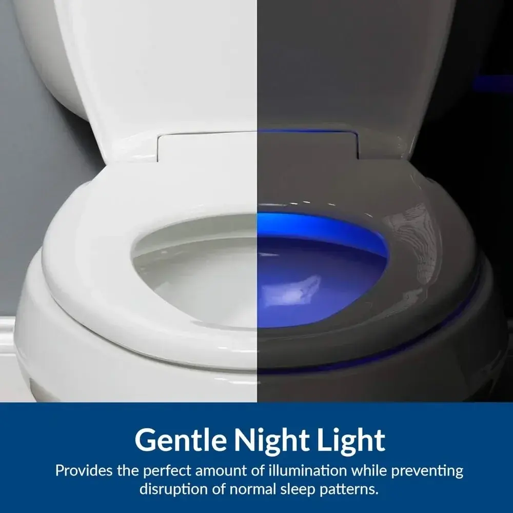 Radiance Heated Night Light Toilet Seat, Slow Close Adjustable Fit Long Lasting Plastic Seat, Elongated, White