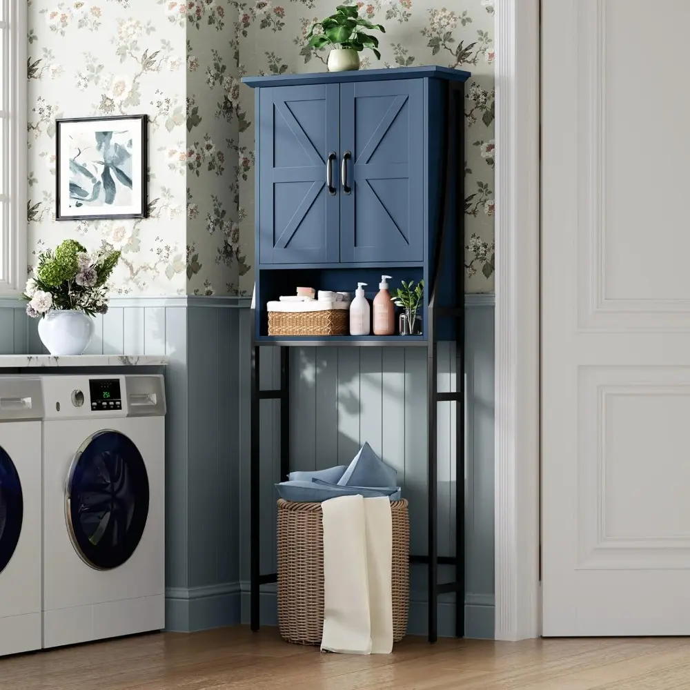 Over The Toilet Storage Cabinet, Over Toilet Bathroom Organizer with Doors Above Toilet Storage Cabinet Spacesaver Rack Behind T