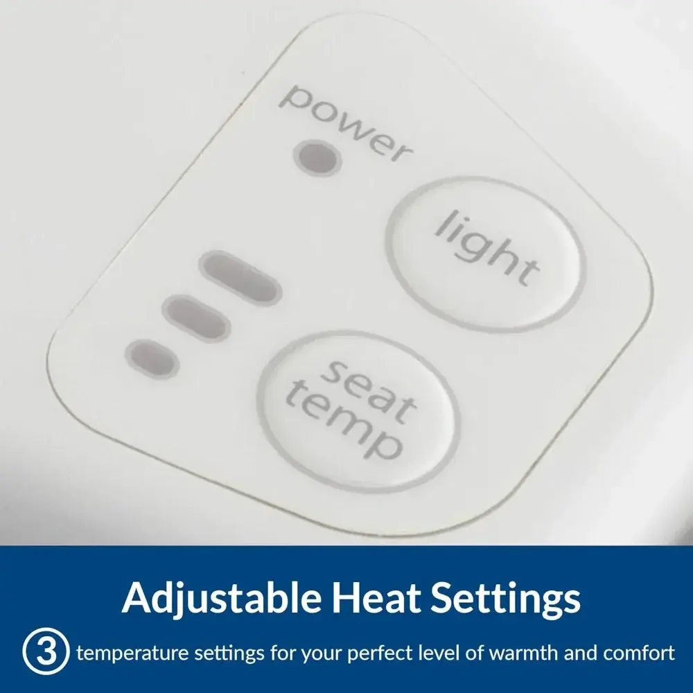 Radiance Heated Night Light Toilet Seat, Slow Close Adjustable Fit Long Lasting Plastic Seat, Elongated, White
