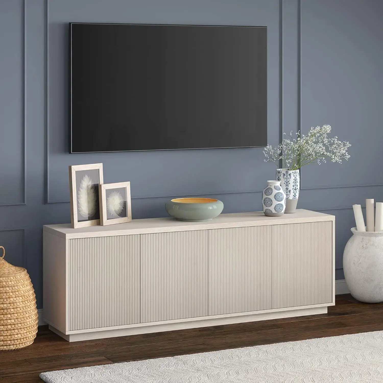 Hanson TV Stand, 70" Wide, Alder White