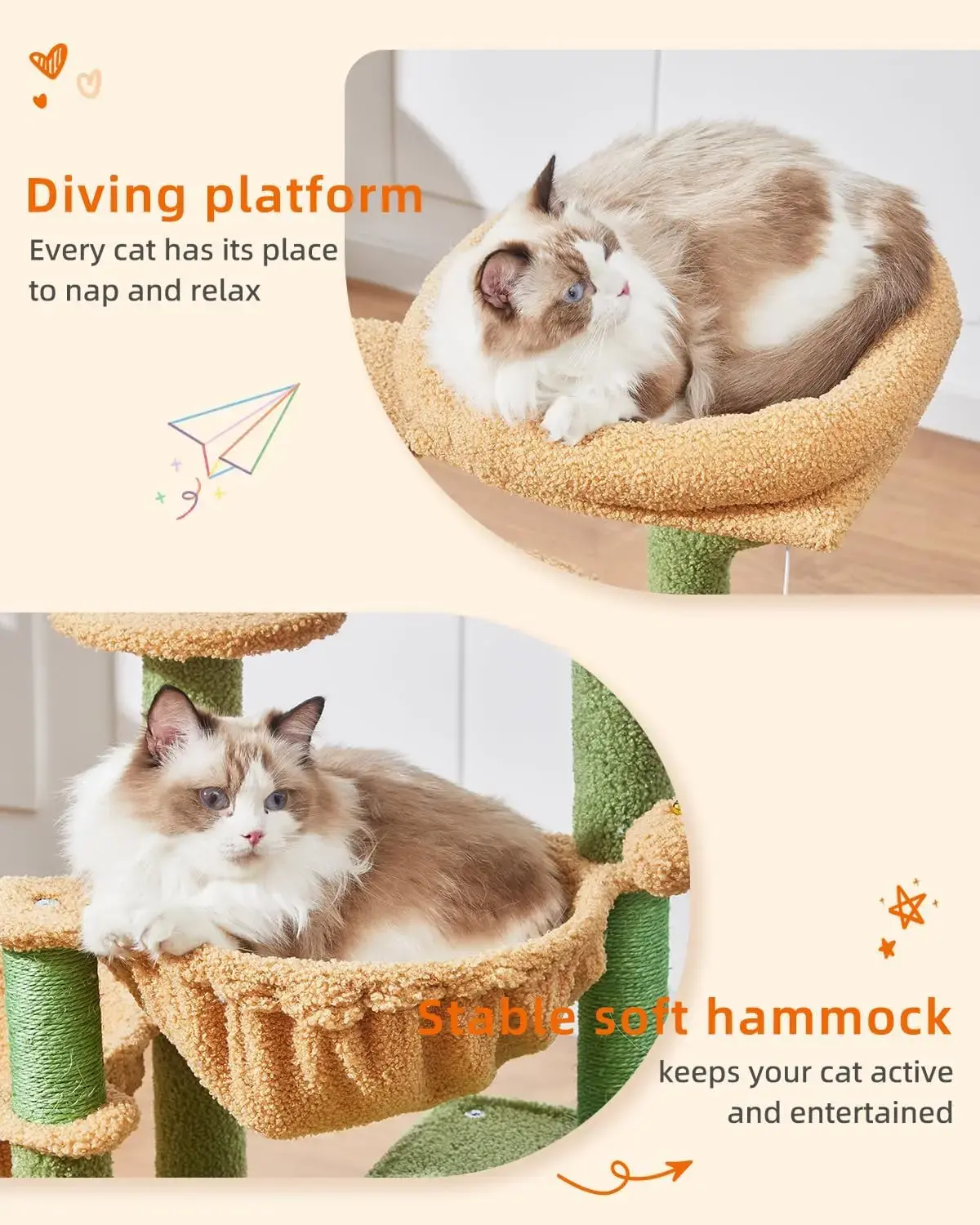 Cat Tree, 39.4-Inch Cat Tower for Indoor Cats,Suitable for Kittens,Plush Cat Condo with 5 Scratching Posts, Plush Perch,