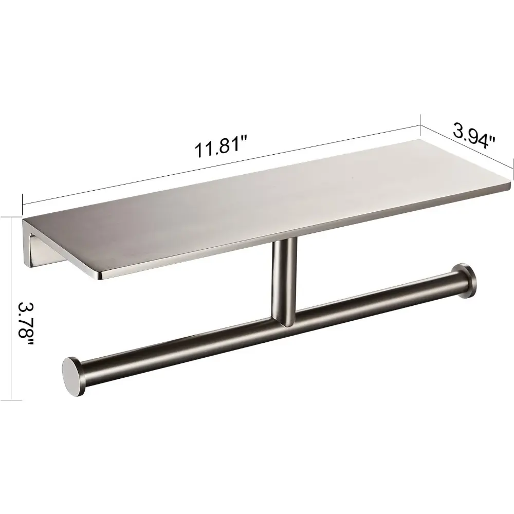 Double Roll Toilet Paper Holder with Shelf Solid Brass and Superior Hotel Style Tissue Dispenser Spared Storage Polished Nick Fi