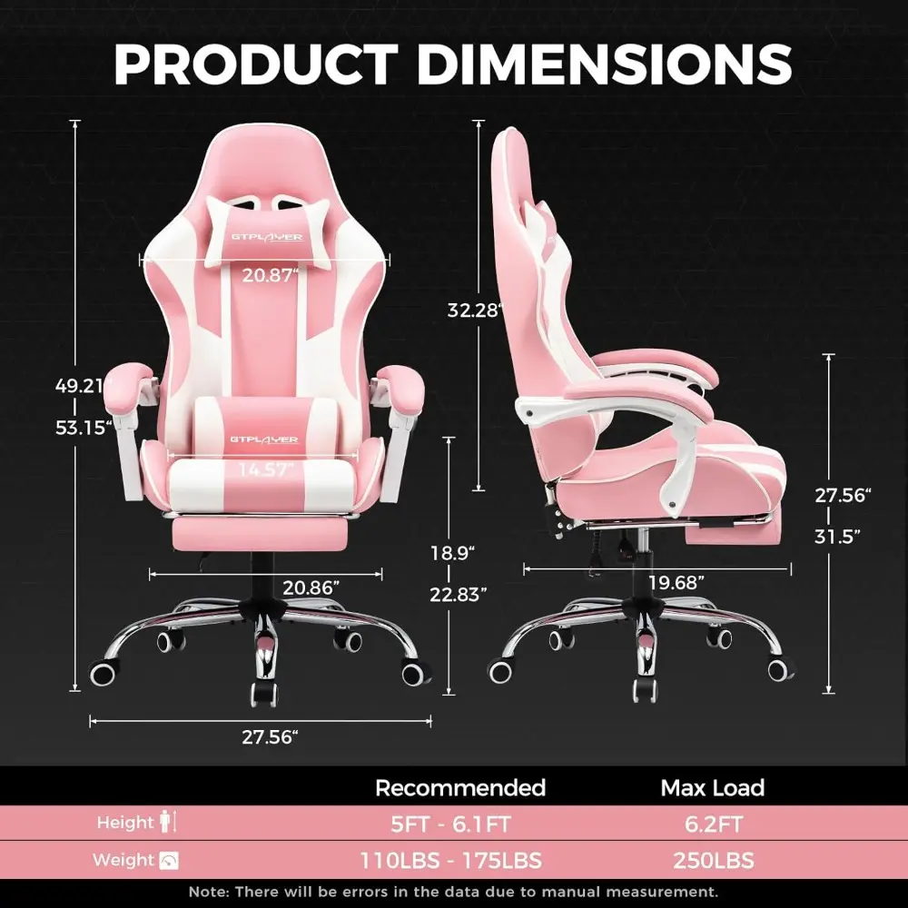 Gaming Chair, Computer Chair with Footrest and Lumbar Support, Height Adjustable Game Chair with 360°-Swivel Seat and Headrest