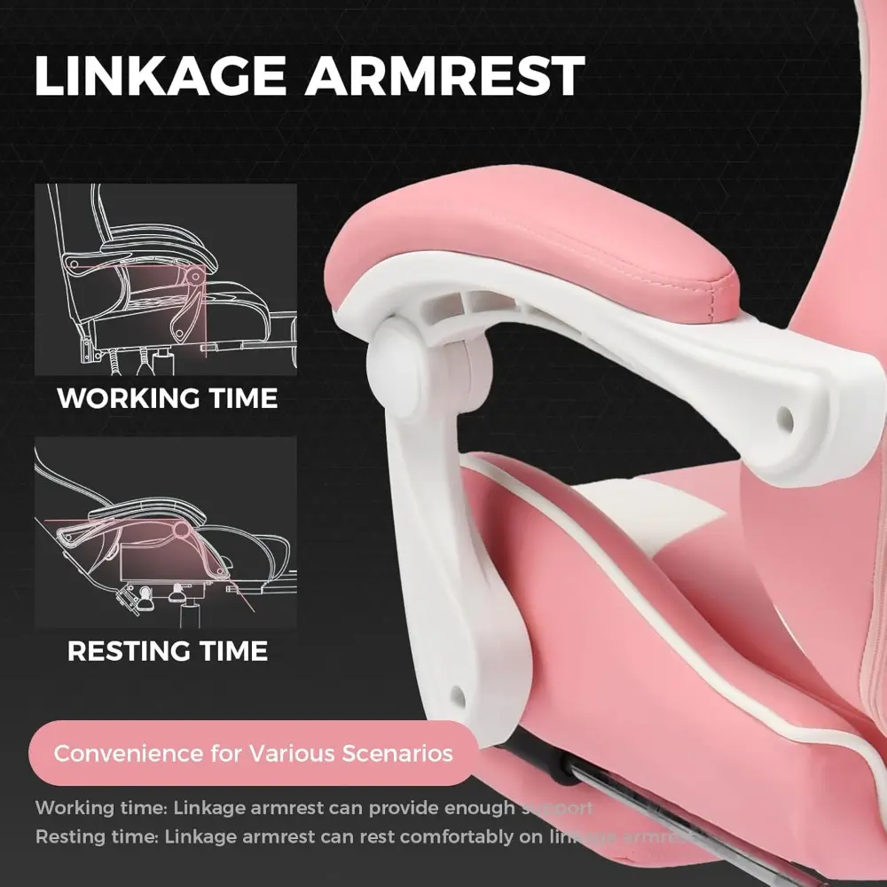 Gaming Chair, Computer Chair with Footrest and Lumbar Support, Height Adjustable Game Chair with 360°-Swivel Seat and Headrest