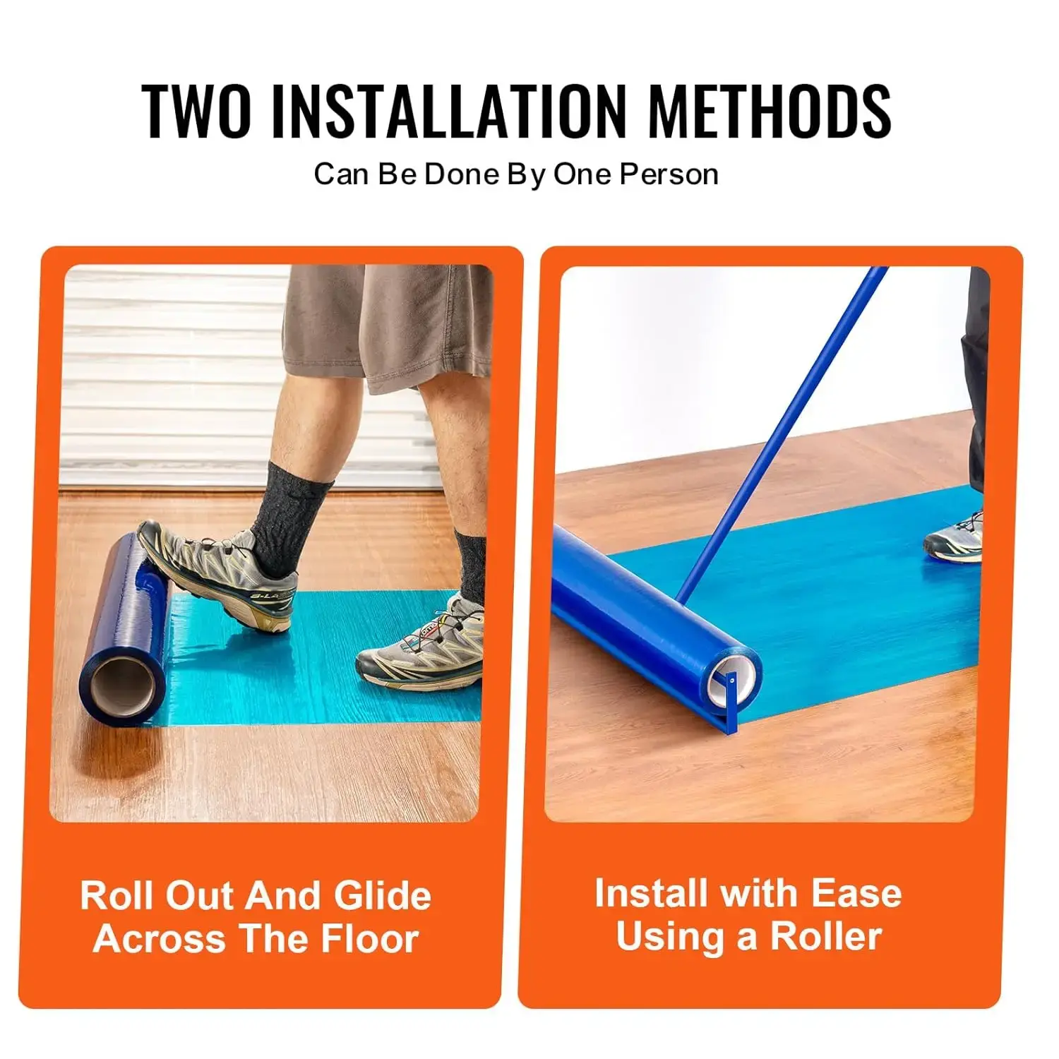Carpet Protection Film, 24" x 200' Floor and Surface Shield with Self Adhesive Backing & Easy Installation