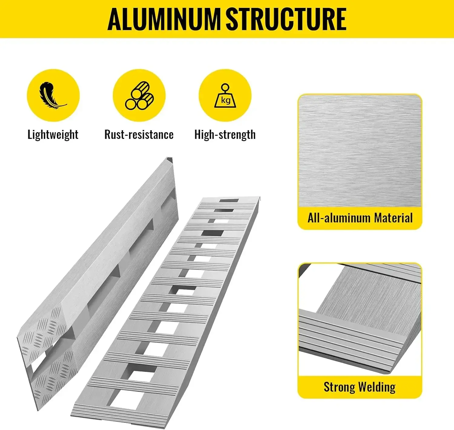 84x14 Inch Aluminum Ramps 6000LBS Capacity Car Trailer Truck ATV Ramps 1 Pair 2 Ramps