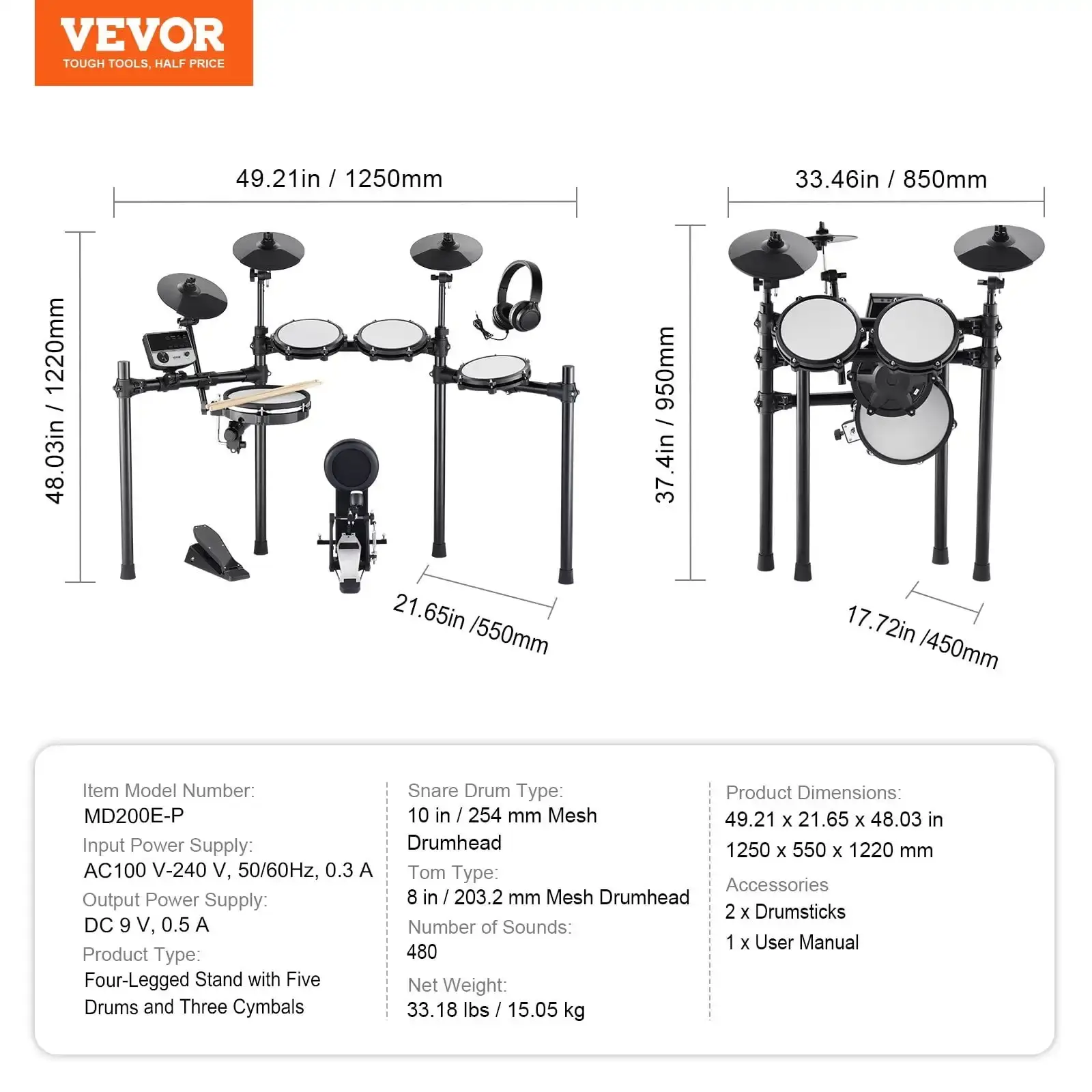 Electric Drum Set Electronic Drum Kit 480 Sounds for Beginners  Adults