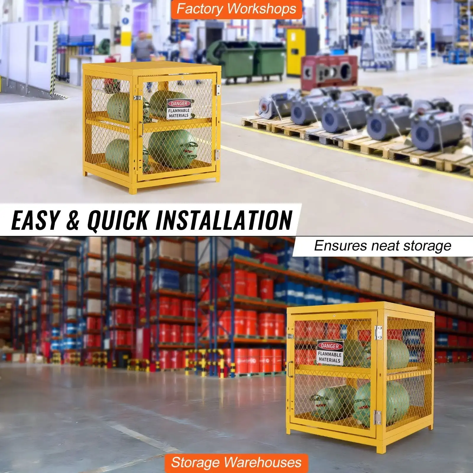 Horizontal Cylinder Storage Cabinet, 4 x 33 lbs Cylinder Capacity, 31.02x30.04x35 inch Propane Storage Cage, Gas Cylinder Cabine