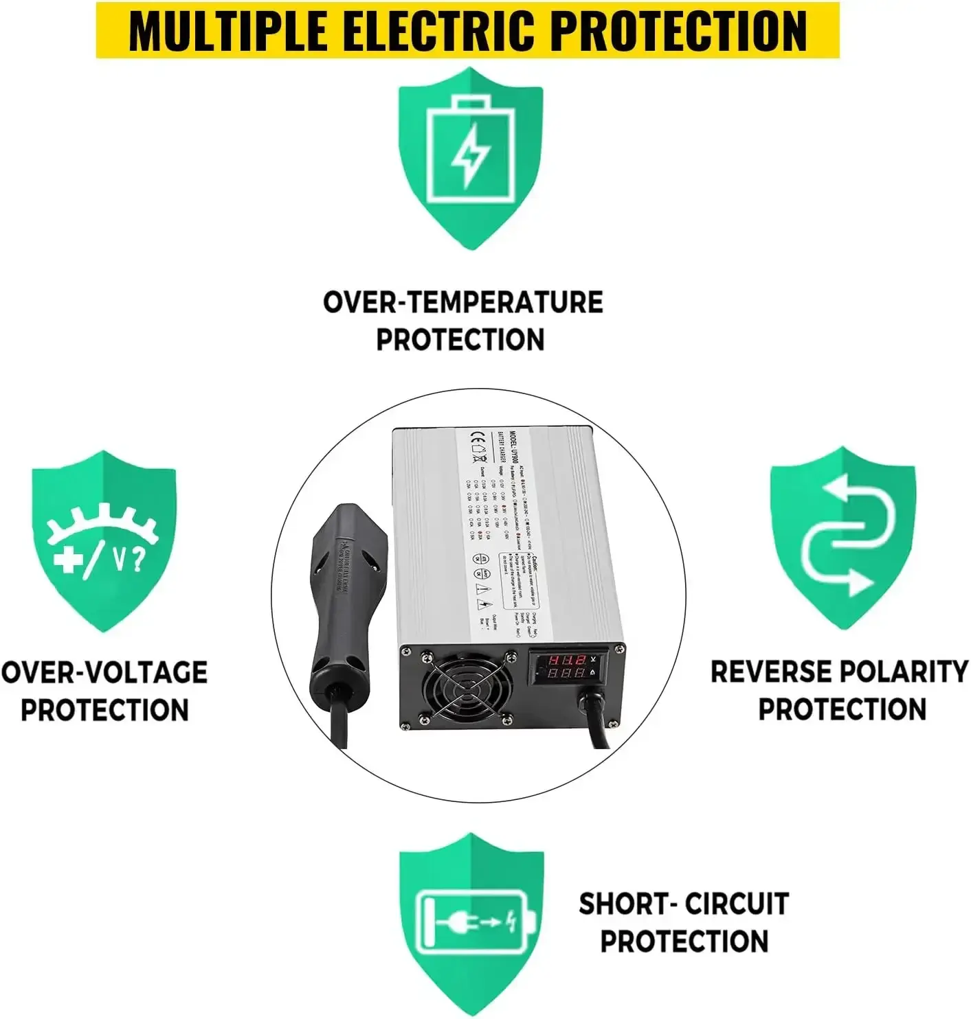 Golf Cart Battery Charger 48V Club Car Charger 15A Golf Cart Electric Charger with RXV Plug