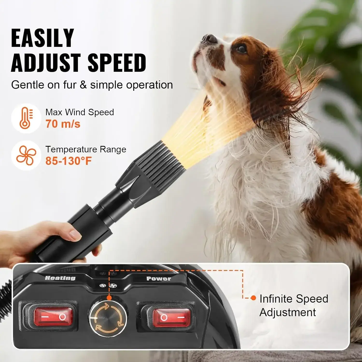 Dog Dryer, 2800W/4.3 HP Dog Blow Dryer, Pet Grooming Dryer with Adjustable Speed and Temperature Control