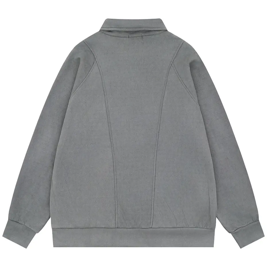 Vintage Suede Sweatshirts Striped Splicing Oversized Hoodies Men Streetwear Harajuku Hip Hop Hoodies