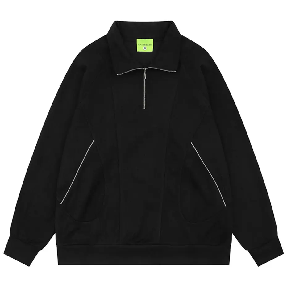 Vintage Suede Sweatshirts Striped Splicing Oversized Hoodies Men Streetwear Harajuku Hip Hop Hoodies