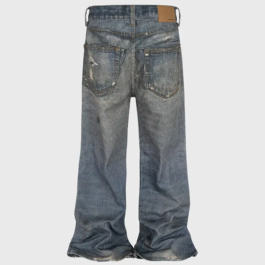 Leopard Printed Jeans Men's Vintage Blue Baggy Jeans Loose Casual Straight Denim Pants Streetwear Harajuku Jeans