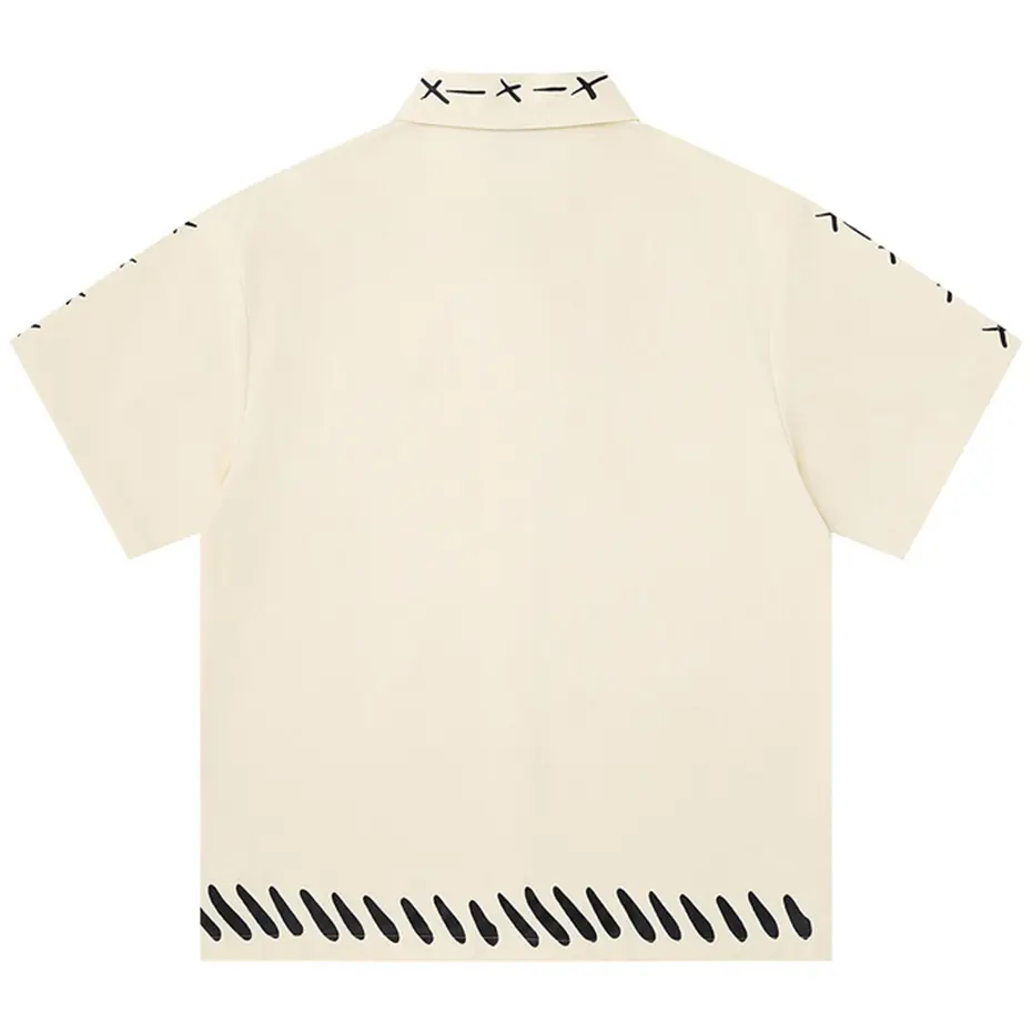 Streetwear Harajuku Hip Hop Shirts Men Summer Casual Loose Short Sleeve Shirts Button Up Blouse Shirts