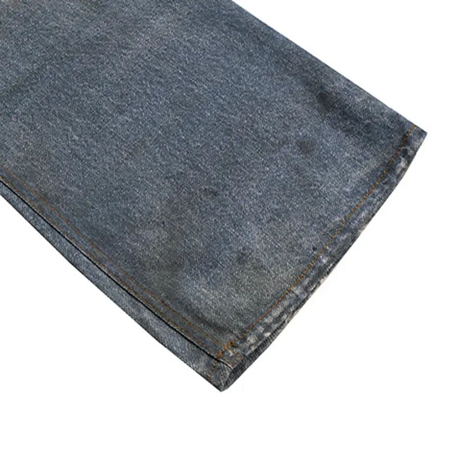 Leopard Printed Jeans Men's Vintage Blue Baggy Jeans Loose Casual Straight Denim Pants Streetwear Harajuku Jeans