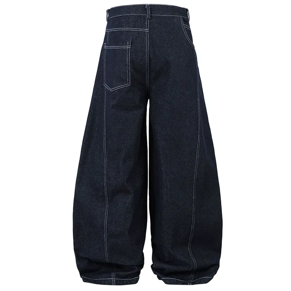 Men's Hi Street Wide Leg Jeans Blue Baggy Jeans Loose Casual Denim Pants Streetwear Harajuku Hip Hop Jeans for Male 2025