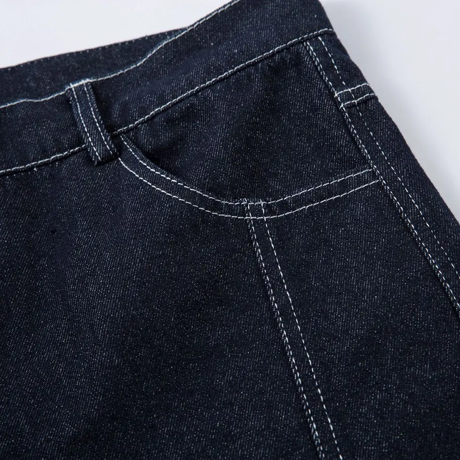 Men's Hi Street Wide Leg Jeans Blue Baggy Jeans Loose Casual Denim Pants Streetwear Harajuku Hip Hop Jeans for Male 2025