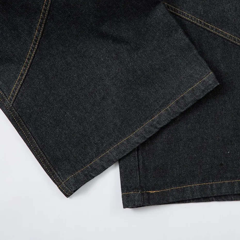 Irregular Patchwork Baggy Jeans Black Loose Wide Leg Denim Pants Men Streetwear Harajuku Hip Hop Jeans