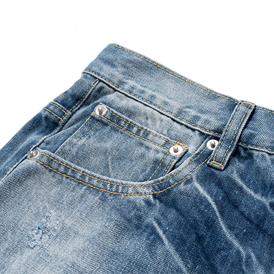 Blue Ripped Flared Jeans Fashion Distressed Loose Denim Pants Luxury Designer Jeans Trousers