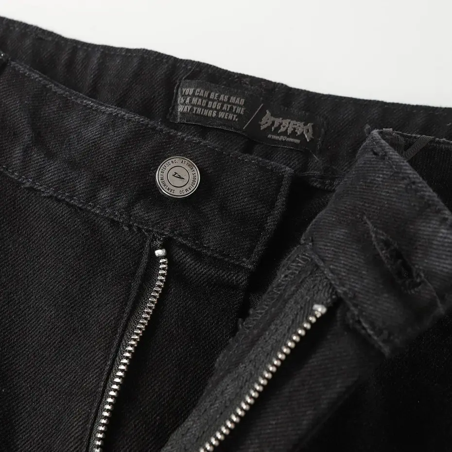 Chain Graphic Baggy Jeans Black Loose Wide Leg Denim Pants Men's Streetwear Harajuku Oversized Hip Hop Jeans
