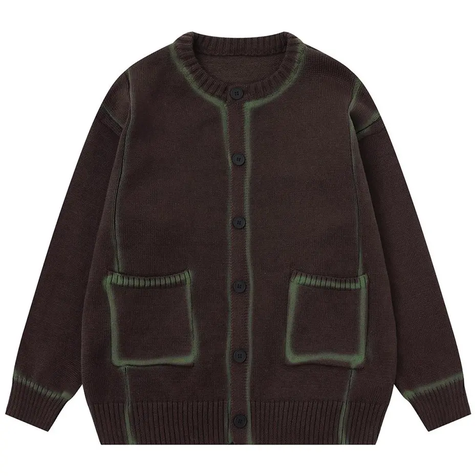Men Sweaters Graffiti Knit Cardigan Casual Loose Sweaters Streetwear Harajuku Oversized Sweaters