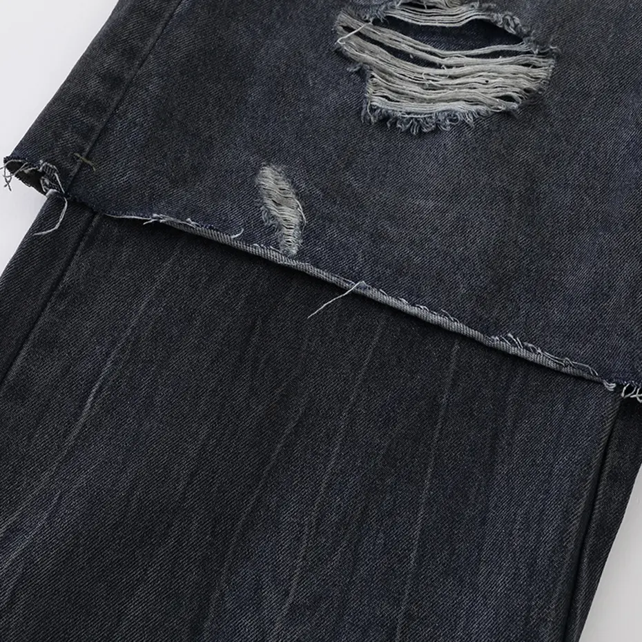 Vintage Ripped Baggy Jeans Men's Fake Two Piece Loose Straight Denim Pants Streetwear Harajuku Hip Hop Jeans