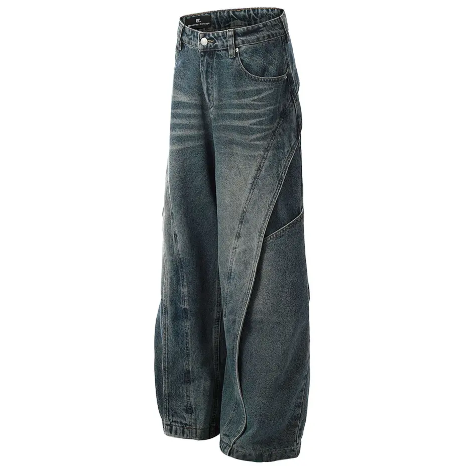 Retro Baggy Jeans Men Streetwear Harajuku Hip Hop Jeans Trouses Blue Loose Casual Straight Denim Pants