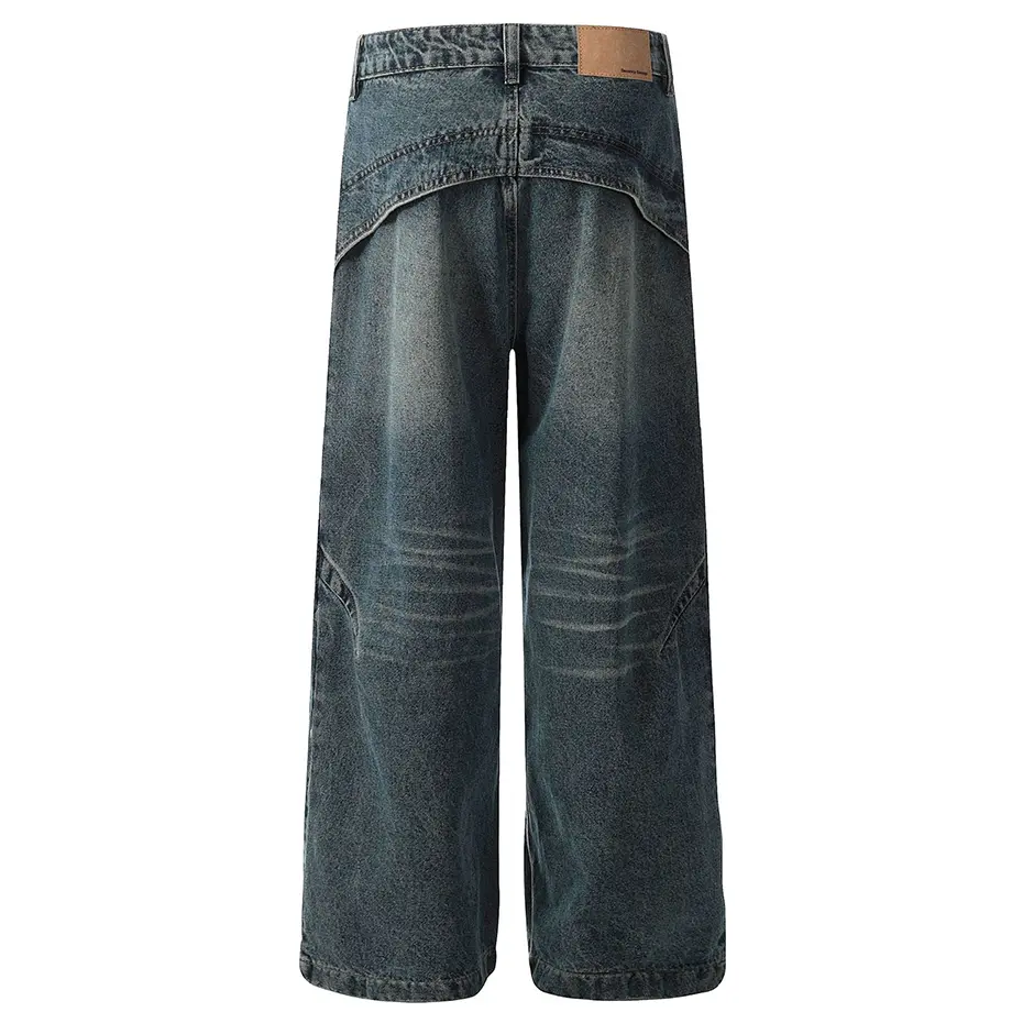 Retro Baggy Jeans Men Streetwear Harajuku Hip Hop Jeans Trouses Blue Loose Casual Straight Denim Pants