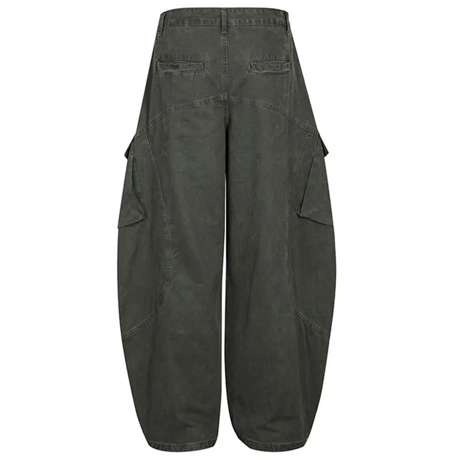 Vintage Wide Leg Baggy Jeans Men Hi Street Loose Denim Pants Side Pocket Patchwork Jeans Trousers