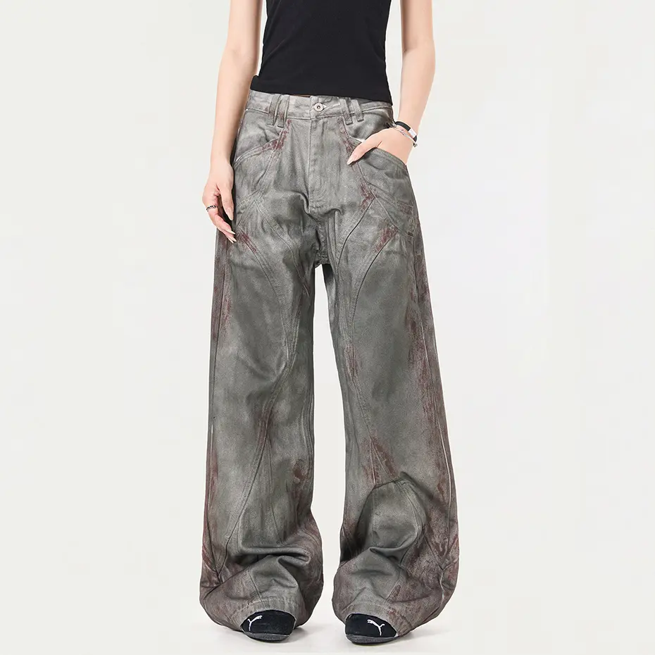 Vintage Baggy Jeans Streetwear Harajuku Hip Hop Jeans Men Loose Wide Leg Denim Pants