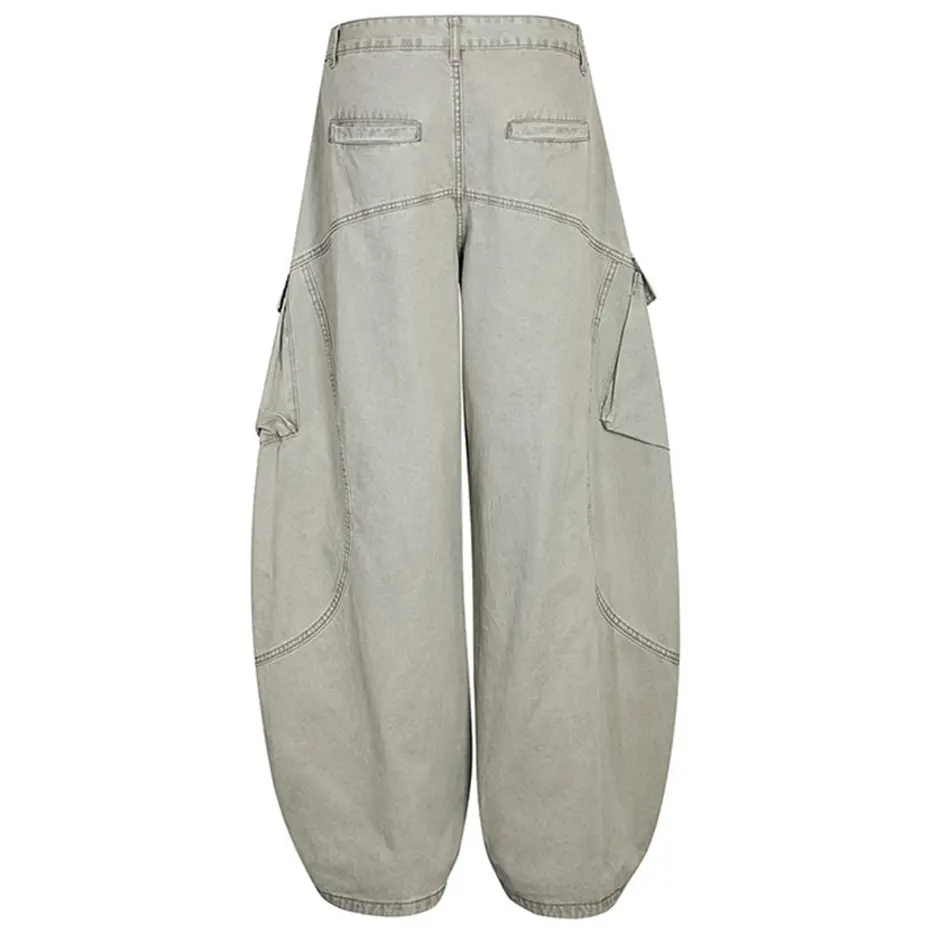 Vintage Wide Leg Baggy Jeans Men Hi Street Loose Denim Pants Side Pocket Patchwork Jeans Trousers