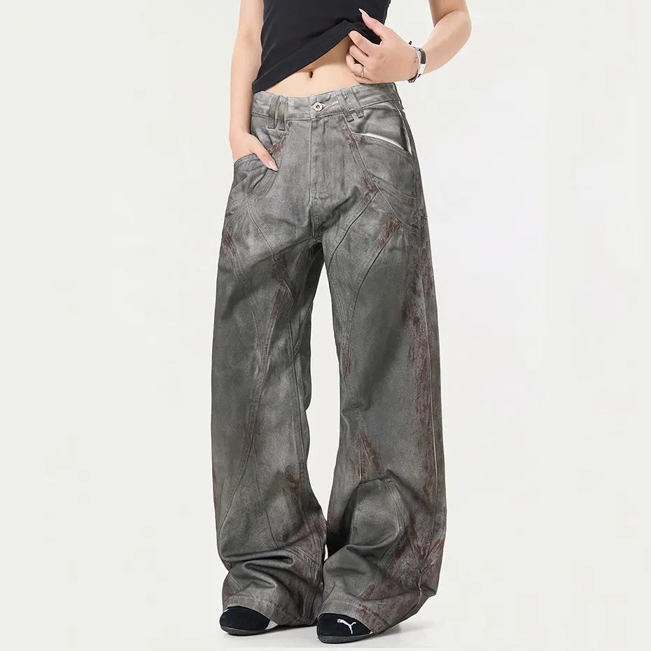 Vintage Baggy Jeans Streetwear Harajuku Hip Hop Jeans Men Loose Wide Leg Denim Pants