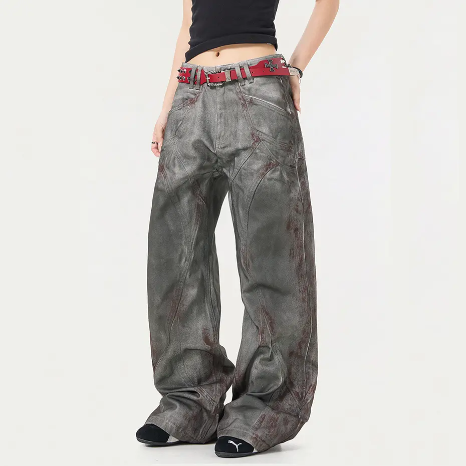 Vintage Baggy Jeans Streetwear Harajuku Hip Hop Jeans Men Loose Wide Leg Denim Pants