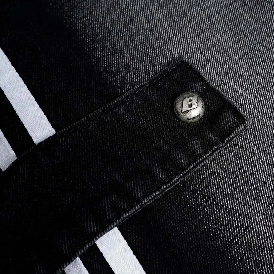 Side Striped Baggy Jeans Men's Hi Street Black Loose Straight Denim Pants Streetwear Harajuku Hip Hop Jeans Trousers