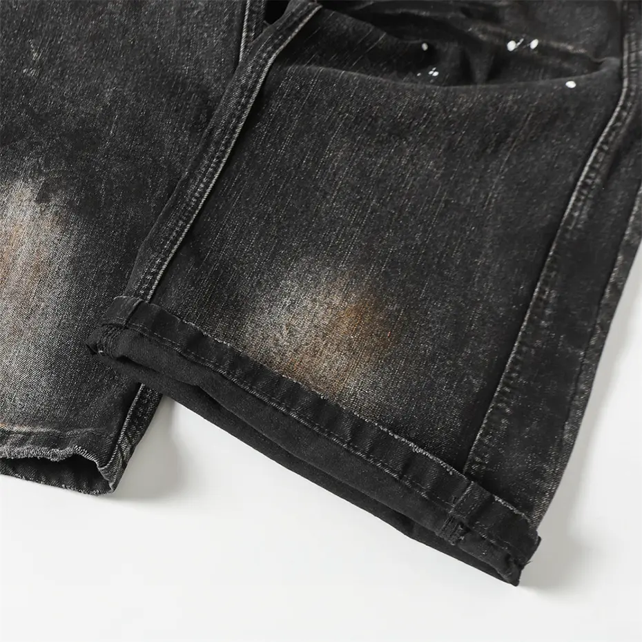 Men's Hi Street Vintage Jeans Pleated Designer Black Loose Straight Denim Pants Streetwear Harajuku Jeans Trousers 4XL