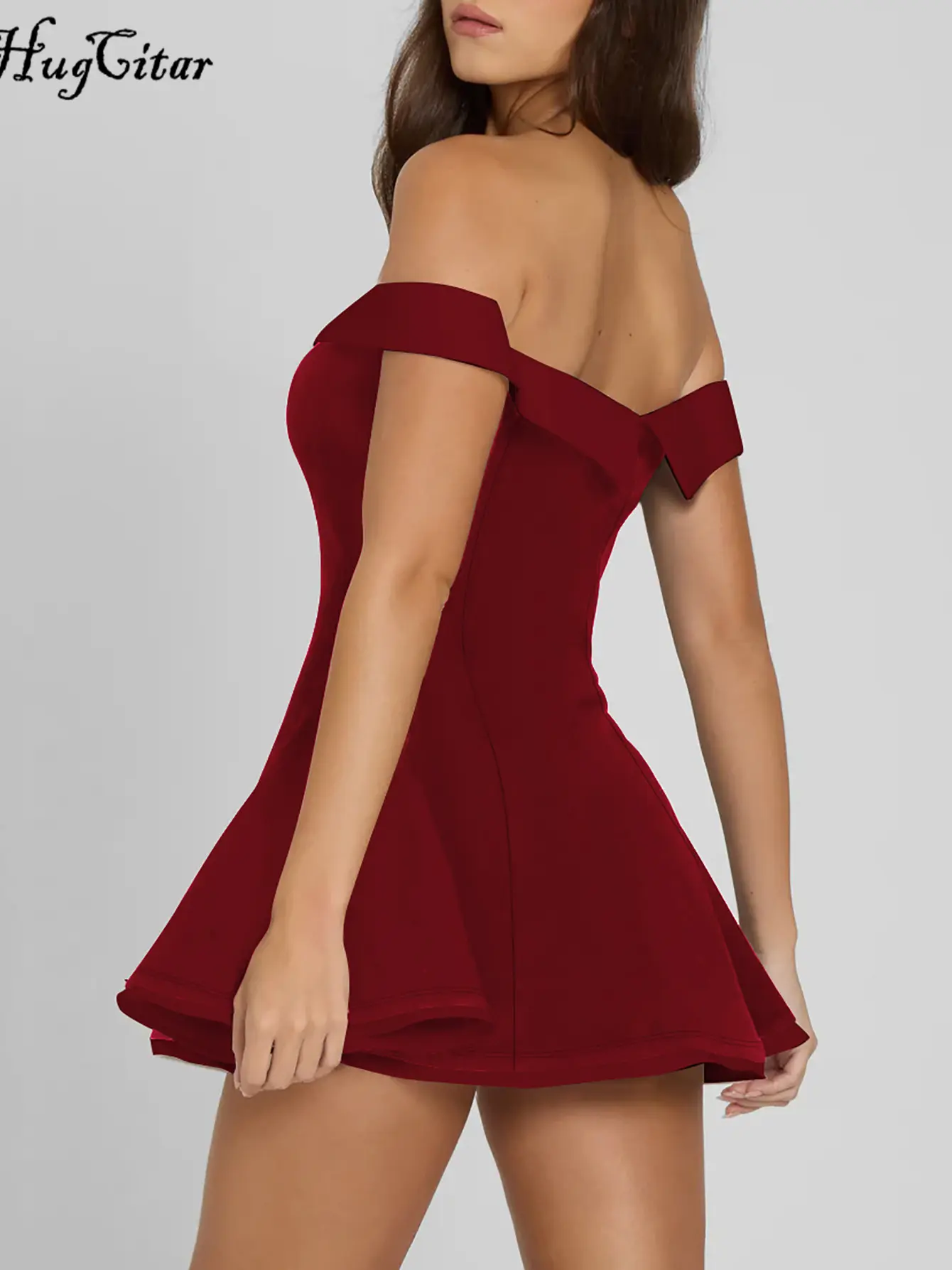 Hugcitar Elegant Color Block Slash Neck Backless Draped Sexy Slim Mini Dress Summer Women New Y2K Clothes Evening Party New Year