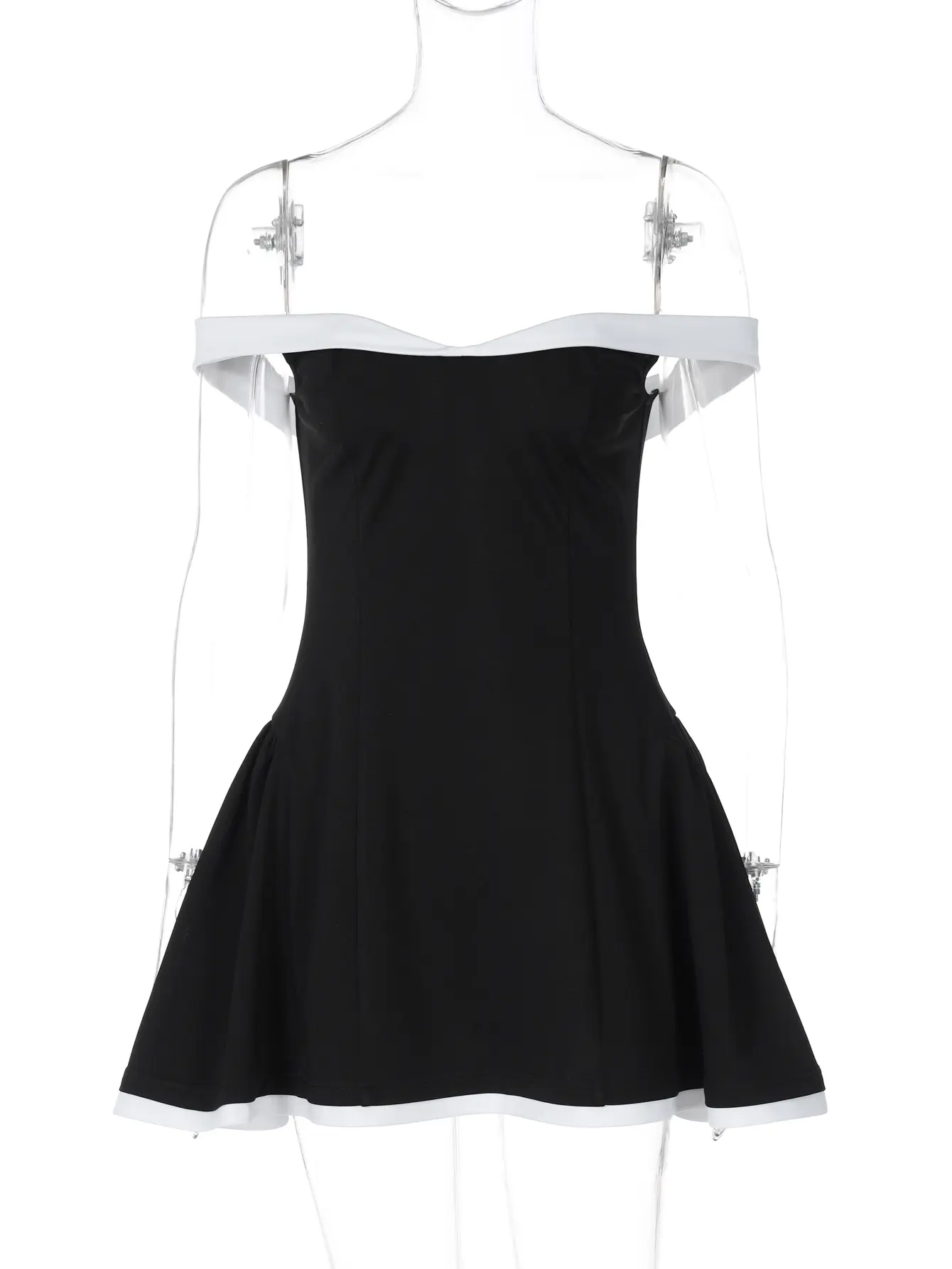 Hugcitar Elegant Color Block Slash Neck Backless Draped Sexy Slim Mini Dress Summer Women New Y2K Clothes Evening Party New Year