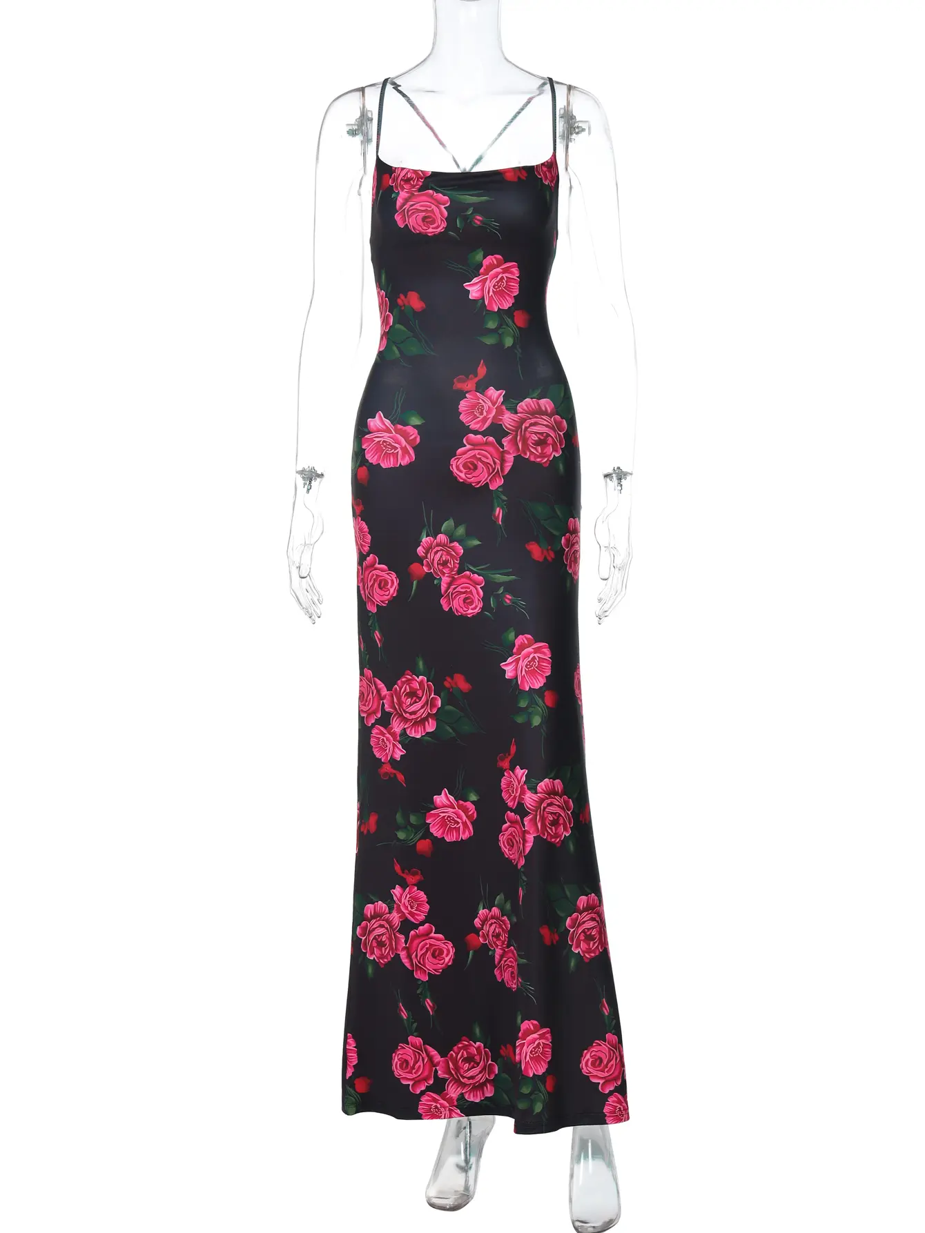 Hugcitar 2025 Floral Print Slips Backless Lace Up Sexy Elegant Maxi Dress Summer Fashion Y2K Women Outfit Evening Party Vacation