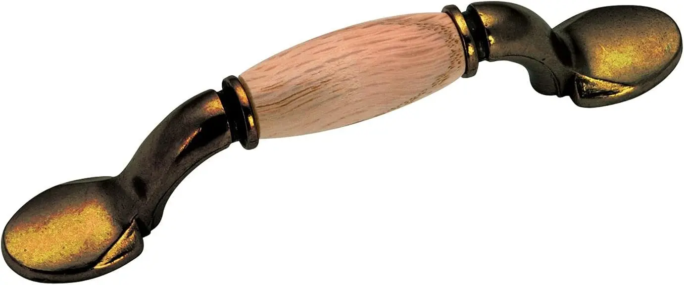 Hardware BP3801BB250 Cherbourg Collection 3-inch (76 mm) Center-to-Center Unfinished Oak and Burnished Brass Traditional