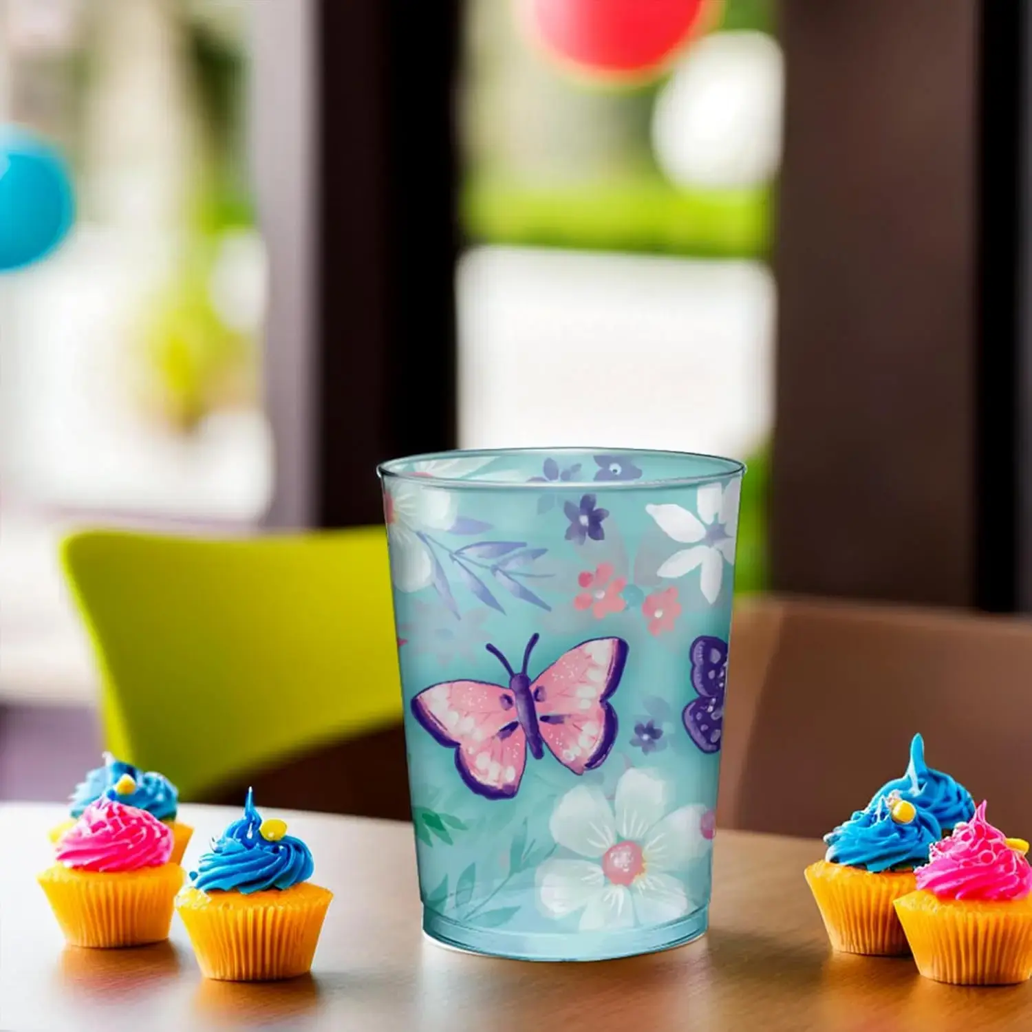 Butterfly Plastic Favor Cup- 16 Ounce | Multicolor | 1 Pc
