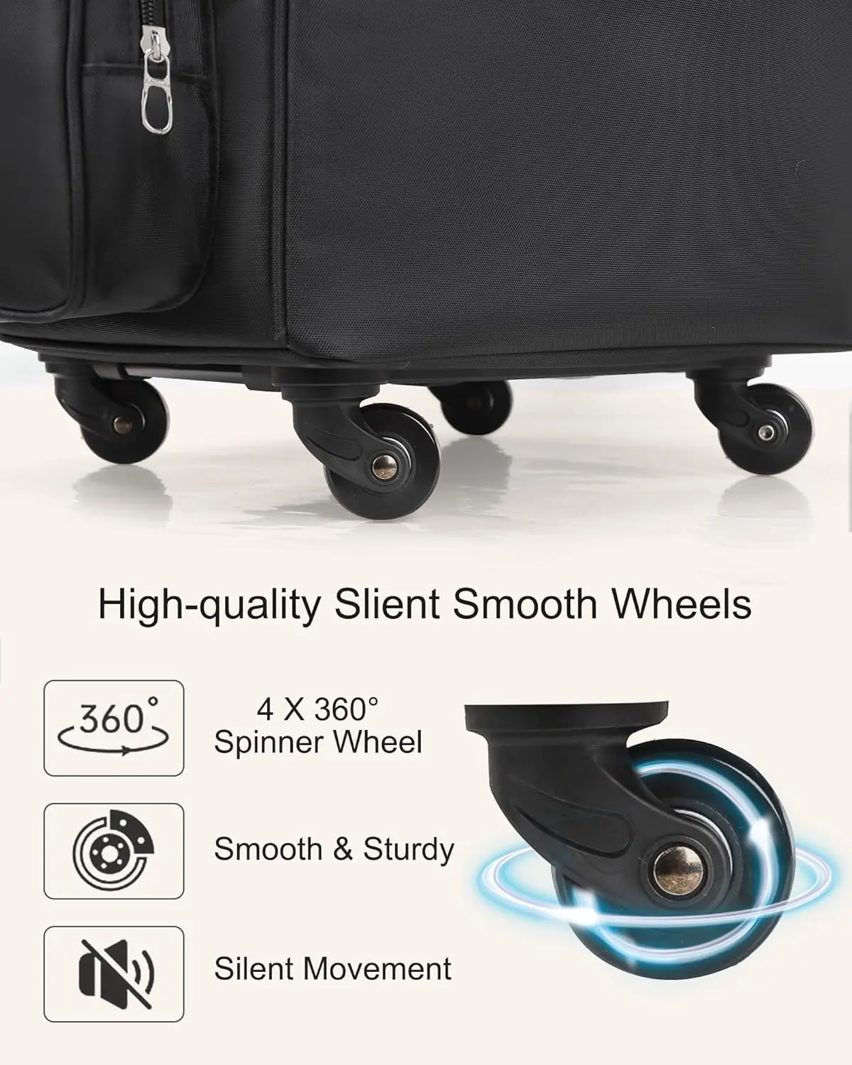 Rolling Makeup Train Case, Hairstylist Traveling Bag with 4 Wheels, Heat Insulation Full Layer, Adjustable Dividers, Hair Tools