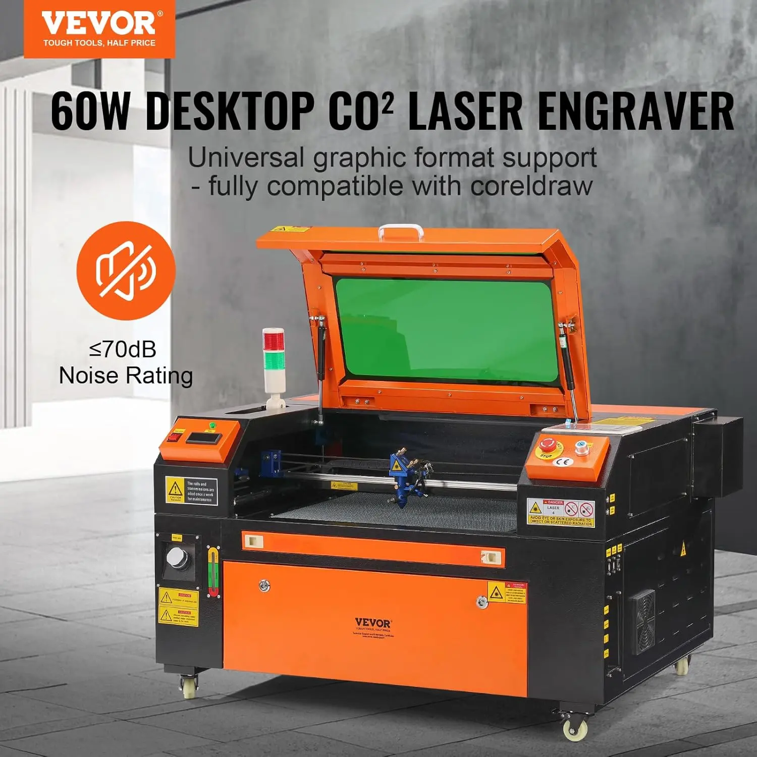 60W CO2 Laser Engraver, 16 x 24 in, 19.7 IPS Laser Cutter Machine with 2-Way Pass Air Assist, Compatible with LightBurn